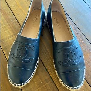 Chanel Lambskin CC Espadrilles 39 Black